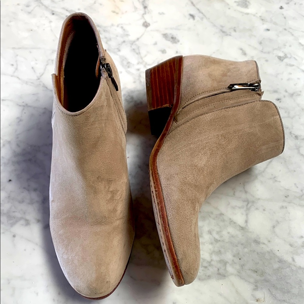 Sam Edelman Women's Tan Suede leather upper Ankle Boots zipper heeled us 8 EU 38